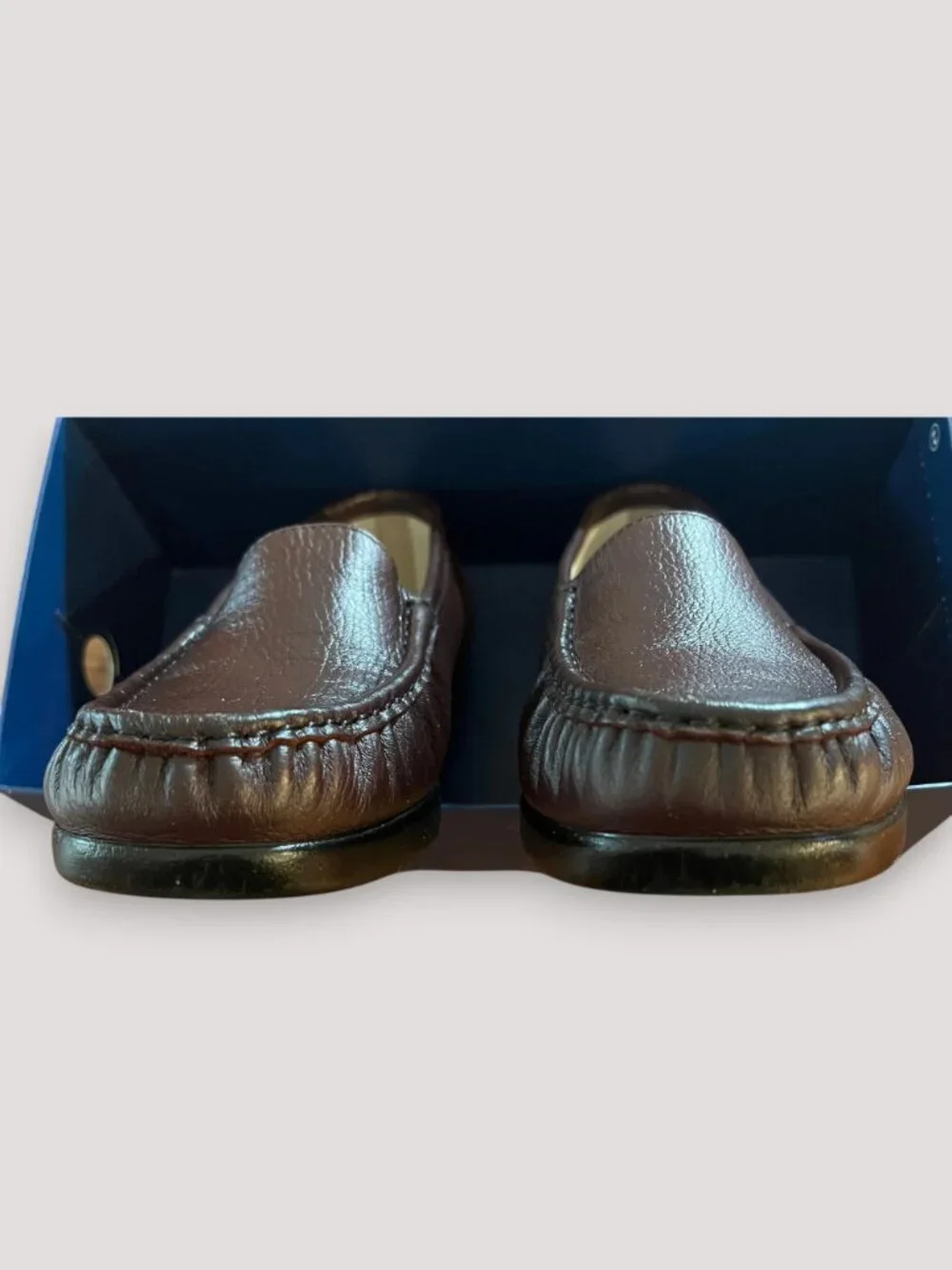 SAS Women's 9.5WW Comfort Brown Leather Slip-On Loafers